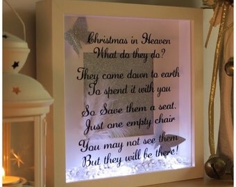 Christmas in heaven light up frame, framed quote , Christmas, framed,