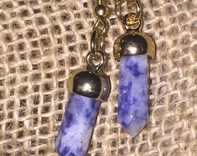 Blue spot stone earrings