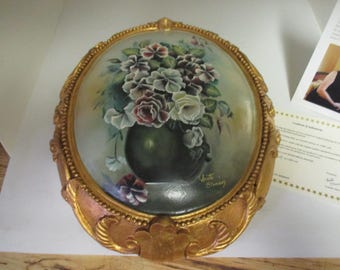 VINTAGE ORIGINAL Annette Stevenson Oil Light Yellow purple peach roses flowers with COA 289/2000 Victoria Australia Victorian style Artwork