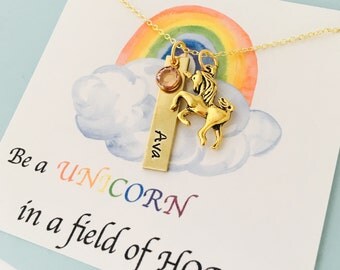 Unicorn Necklace, Personalized Unicorn Necklace , Unicorn Name Necklace, Childrens Name Necklace, Charm Necklace, Unicorn Gift
