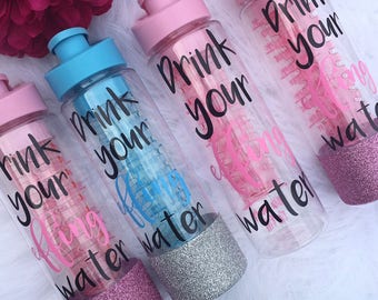 Drink your effing water / Water Bottle With Times / Fitness Bottle / Motivational Water Bottle / Timer Bottles