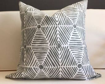 Pillow Cover, Gray Ikat Pillow Cover - FYNN
