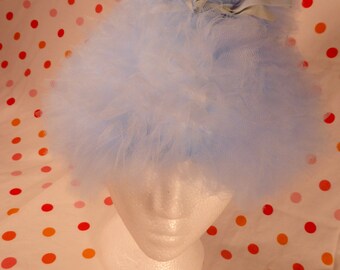 BLUE Mod Fun Funky Tuille Hat Bonnet Cap Mid Century 1960's