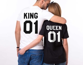 King and Queen shirts, King 01, Queen 01 Couples T-shirt Set, King Queen shirts, 100% cotton Tee, UNISEX