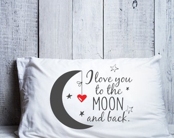 I love you to the moon and back pillow Long distance relationship Boyfriend Love Gift Friendship Friend I miss you gifts LDR pillowcase gift