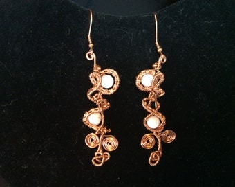 Woven swirl copper earrings