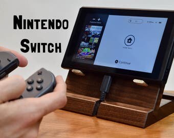 Nintendo Switch Dock - Adjustable Angle 45 or 30 degree - Handmade - Cherry or Walnut Wood Docking Station Stand