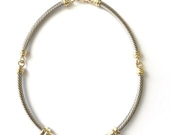 Vintage Modernist Segment Necklace with Crystal Encrusted Bar