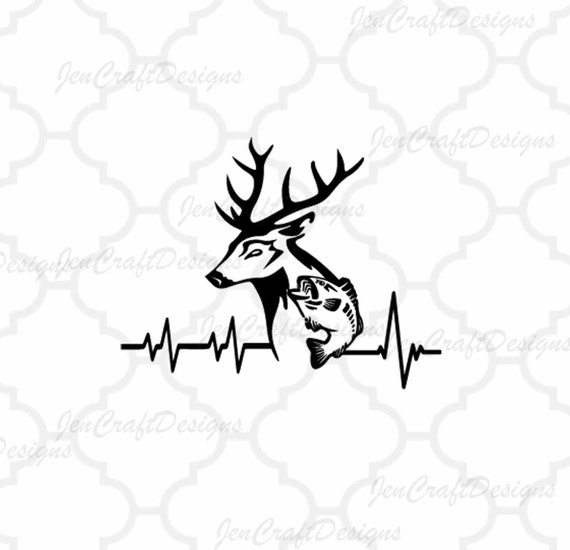 Download Deer Fish SVG Cutting File Hunting Svg Heartbeat Buck Svg
