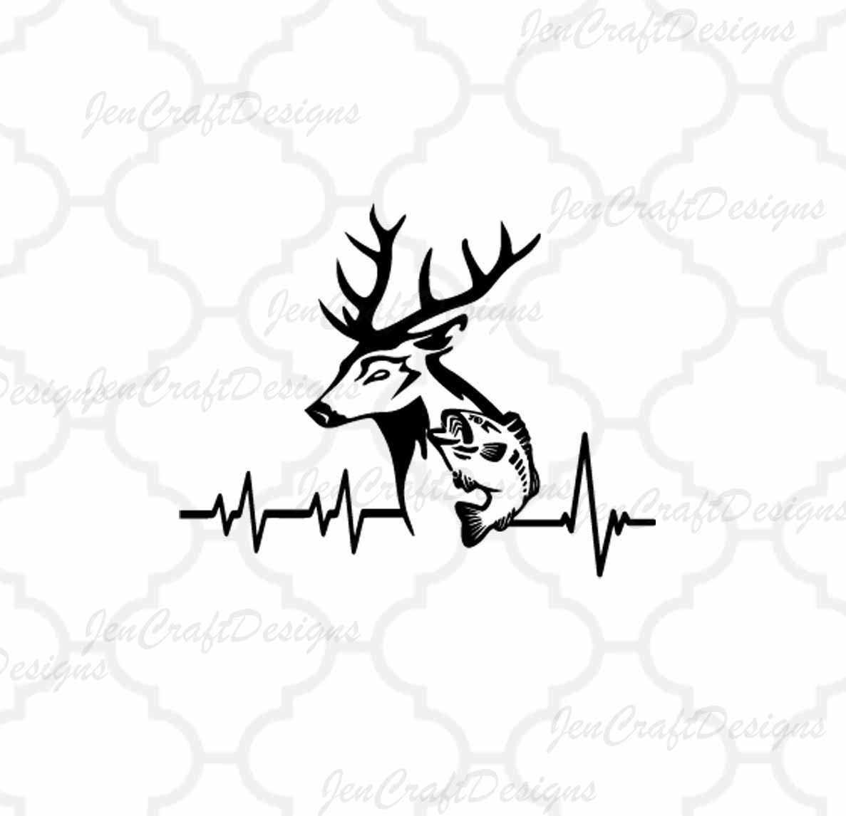 Download Deer Fish SVG Cutting File Hunting Svg Heartbeat Buck Svg