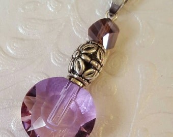 Lavender Crystal Medallion | Fillable Crystal | Keepsake Jewelry | Urn Jewelry | Crystal Urn Necklace | Lavender Urn Pendant