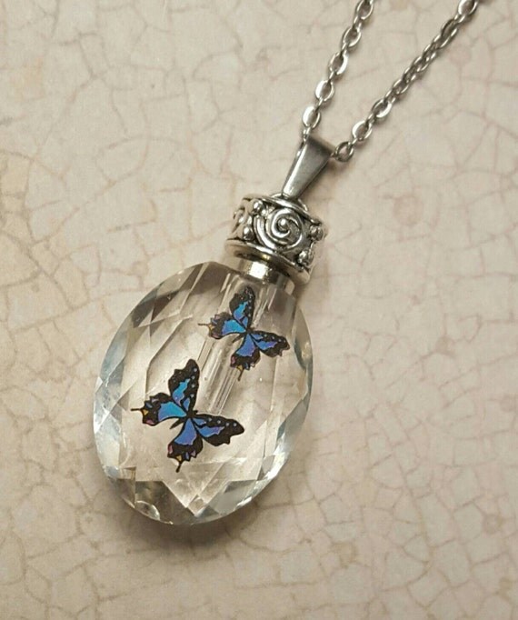 Fillable Crystal Butterfly Necklace Keepsake Urn Necklace