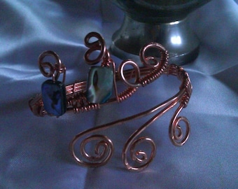 labradorite cooper wire bracelet , handmade cooper bracelet , handmade jewelry , christmas present