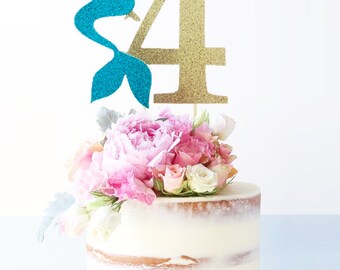 The Little Mermaid Cake Topper, Personalized Age Cake Topper, Princess Cake Topper, Mermaid Topper, Disney Princess Birthday Decoration