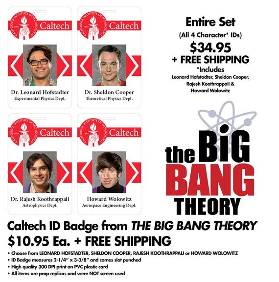 Items similar to Caltech ID Badge from The Big Bang Theory - Leonard ...
