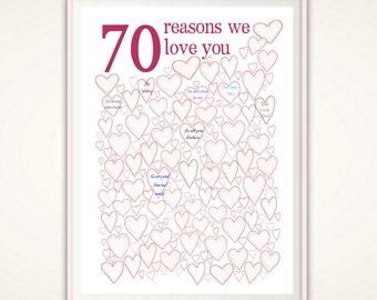 70th Birthday Gift For Mom - 70th Birthday Poster, PRINTABLE 70th Birthday Party Decorations, 70 Years Loved, 70 Year Old Birthday, Sign