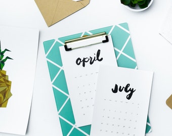 2017 mini desk calendar // minimalist desk calendar, minimalist desk calendar, mini calendar print, 2017 hand lettered calendar, 2017 print