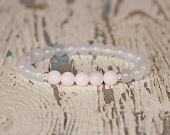 rose quartz pink Fertility bracelet summer cute Love thread bracelet Quartz Jewelry clear beaded bracelet chunky gift for women bracelet