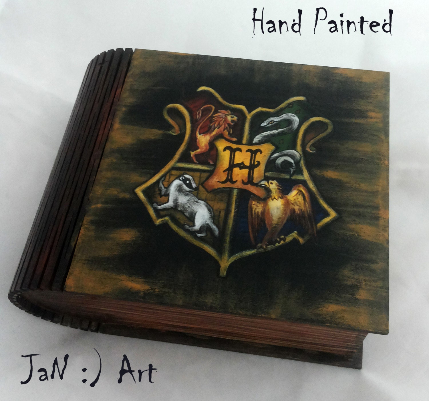 Book Box Harry Potter Hogwarts Wood Box Hand Painted Box
