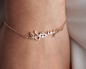 Custom Handwriting Bracelet / Personalized Handwriting Bracelet / Name bracelet / Silver bracelet - HB03
