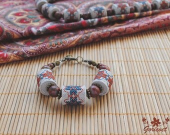 Jasper bracelet gemstone jewelry boho bracelet bead bracelet womens gift her gift wife gift energy bracelet yoga jewelry embroidered jewelry