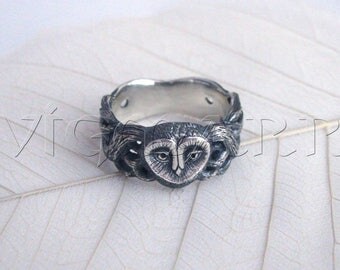 Silver Owl Ring.Vintage Owl Ring.Unisex Owl Ring.Silver Bird Ring.Owl.Silver Owl.Vintage Owl.Bird Jewelry.Silver Owl Jewelry.Unique Owl Ring