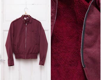 80s 90s Maroon Bomber Jacket Mens XS Bomber Womens Small Burgundy Bomber Double Layer Baggy Jacket Unisex Aviator Jacket Dark Red Bomber S