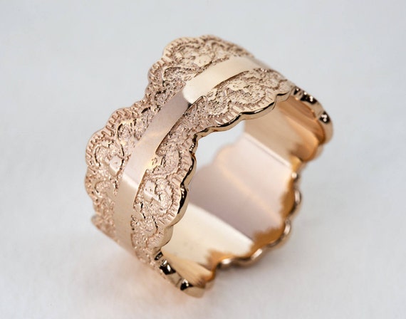 Rose Gold Wedding Band Rose Gold Band Womens Wedding Band Rose Gold Lace Wedding Band. ❤❤❤ We are proud to announce that this ring was selected as one of 15 Creative Products of the Month (February 2017) by the MyMode