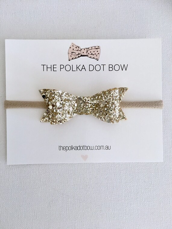 Items similar to Gold Glitter Bow Headband, Baby Headbands, Gold Bow