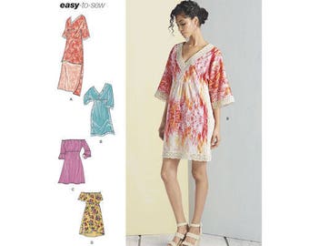 Sewing Pattern for Misses Summer Dresses, Simplicity Pattern 8332, V-Neck, Off the Shoulder Dress, 2017 New Pattern, Easy Sew Pattern