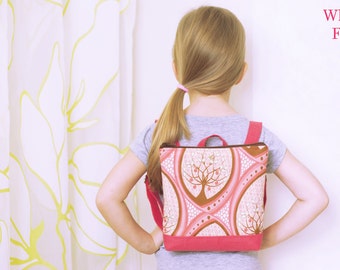 Personalized Toddler Backpack, Preschool Backpack, Girls Backpack, Baby Backpack floral pattern, Girl Summer Backpack, Brown Pink, Book Bag