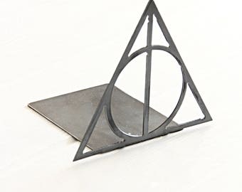 Harry Potter Deathly Hallows Bookend | modern metal shelf decor for Harry Potter fan