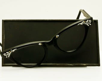 1950s SRO Black Cat Eye NOS Eyeglasses/ Sunglasses Frame Made in USA