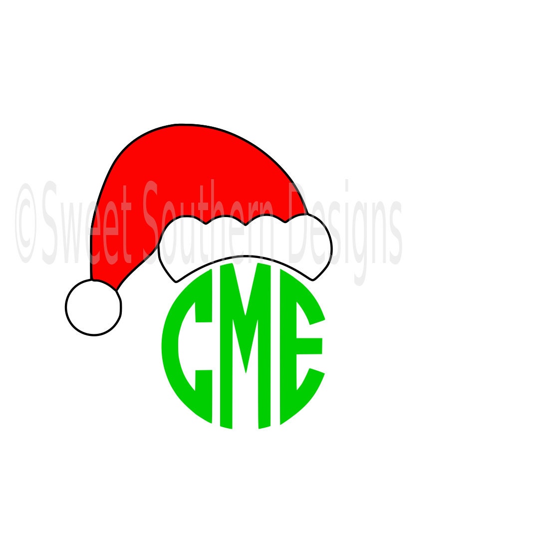 Santa hat monogram Christmas SVG instant download design for