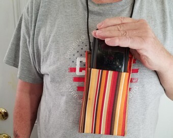 Fabric cell phone pouch worn around the neck!