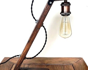 Lamp industrielle_Bois_Indusrial floor lamp_wood light_pallet_Edison_Floor lamp_Steampunk WORKER