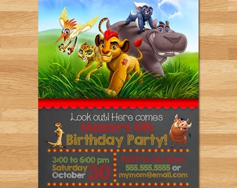 The Lion Guard Invitation - Chalkboard - Lion Guard Invite - Lion Guard Printables - Lion Guard Birthday Party Favors - Lion Guard Printable