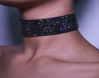 Crystal Choker Rhinestone Choker Diamond Choker Black