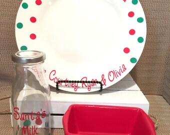 Cookies For Santa Plate Set, Cookies And Milk For Santa, Christmas Decor, Merry Christmas, Reindeer Treat Dish, Santa's Milk Bottle