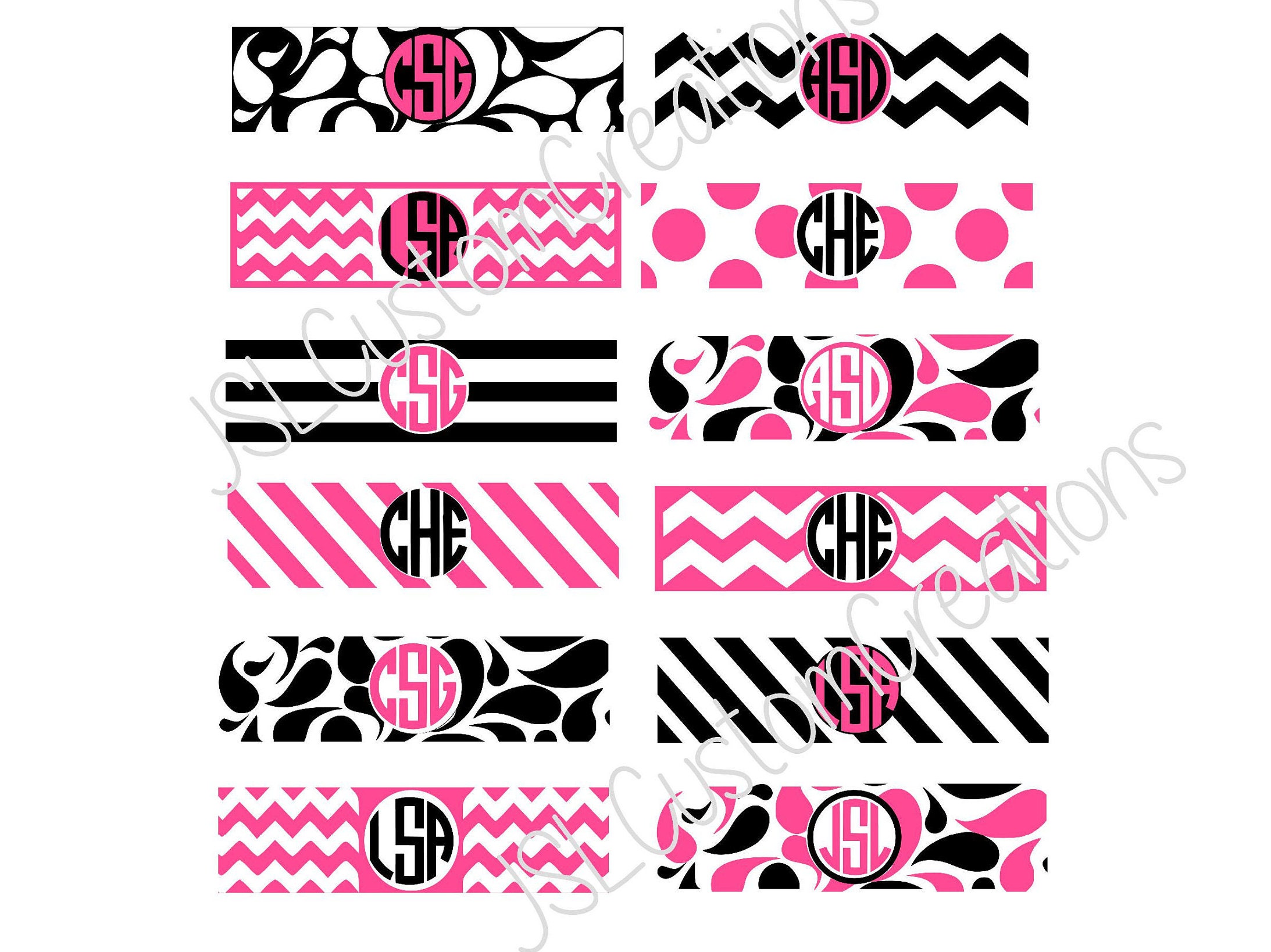 Download iPhone Charger Monogram Wraps SVG Set of 12 Chevron Paisley