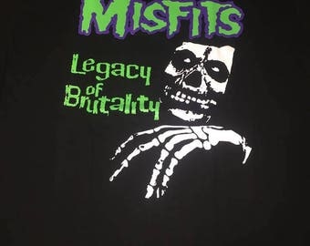 The Misfits Legacy Of Brutality Green Letters Fiend Logo Shirt