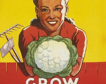 Vintage Dig For Victory Grow Your Own Vegetables Wartime Poster A3 Print