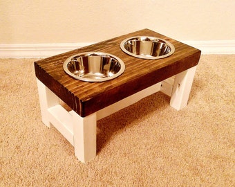 Dog Bowl Stand - Small Dog Bowl Stand - Farmhouse Style - Rustic Dog Bowl Stand - Raised Dog Bowl - Elevated Dog Bowl - Raised Dog Feeder