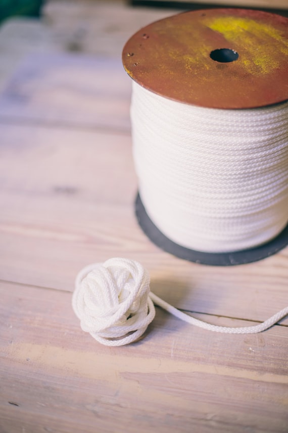 White yarn, craft supplies, crochet yarn, crochet rope, 5-6 mm polyester rope, 0.19-0.24 inches yarn, scandinavian style- rope cord #01