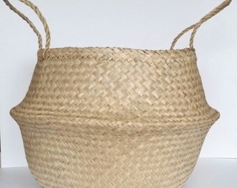 Large Seagrass Basket, Natural Panier Boule Storage Tote