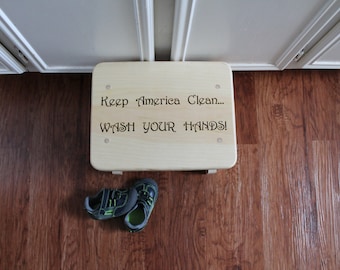 Personalized Kids Step Stool: Keep America Clean...Wash your Hands!