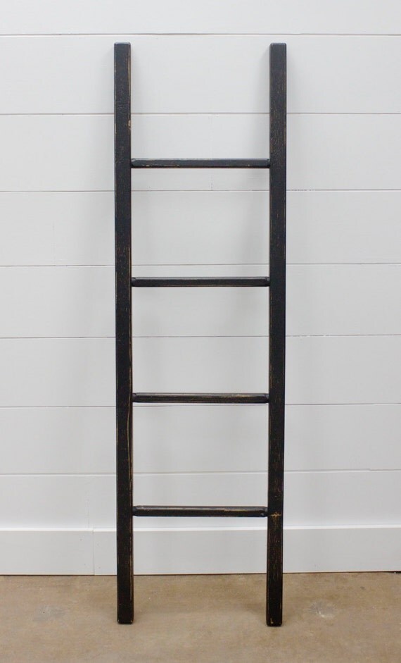 5 ft. Distressed Blanket Ladder Black Ladder Painted Black