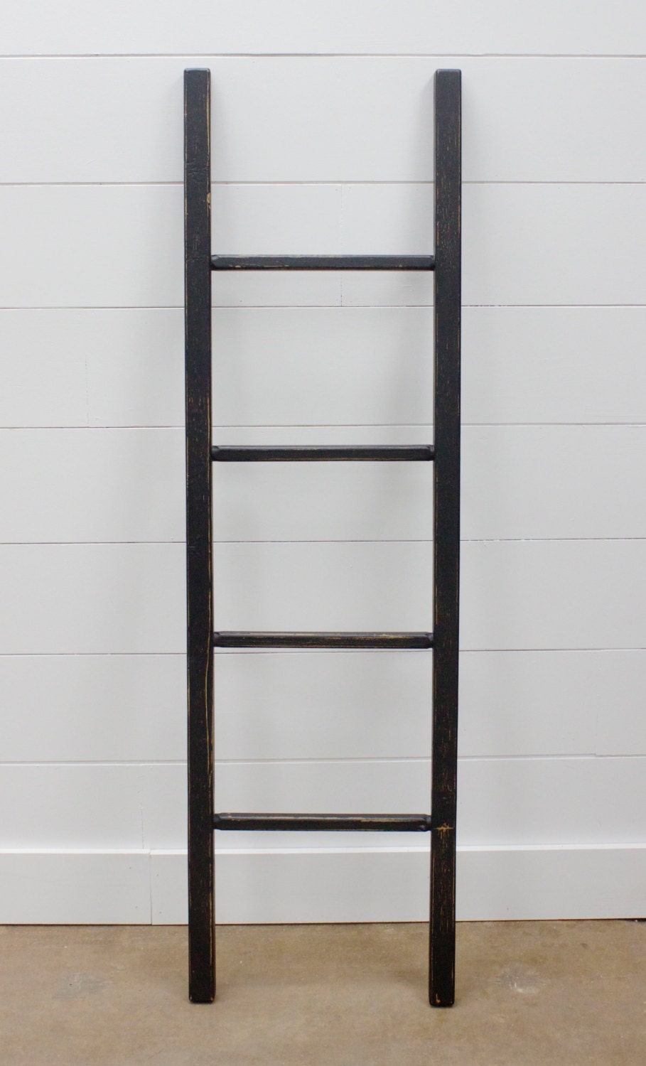 5 ft. Distressed Blanket Ladder Black Ladder Painted Black