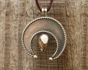 Wild Horse Magnesite Drop Stone Naja Pendant Necklace #1