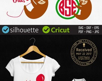 Sloth Svg Monogram Frame Svg Cuttable Quote Png Lazy Wording Dxf Cut Files for Silhouette, Cricut, Heat Press Transfer, Iron on vinyl design